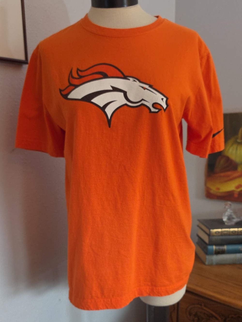 Nike Orange Denver Broncos Manning #18 Tee Shirt Regular Fit M 100% Cotton